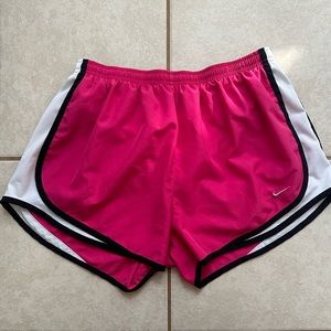 Nike Women's Brief-Lined Tempo Running Shorts in Pink with White sides, Large